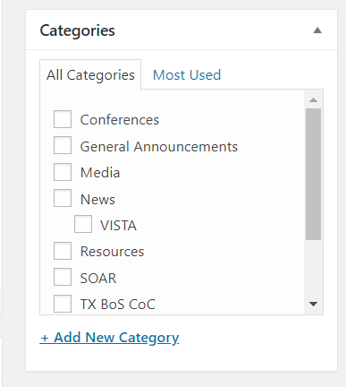 selecting category – Texas Homeless Network