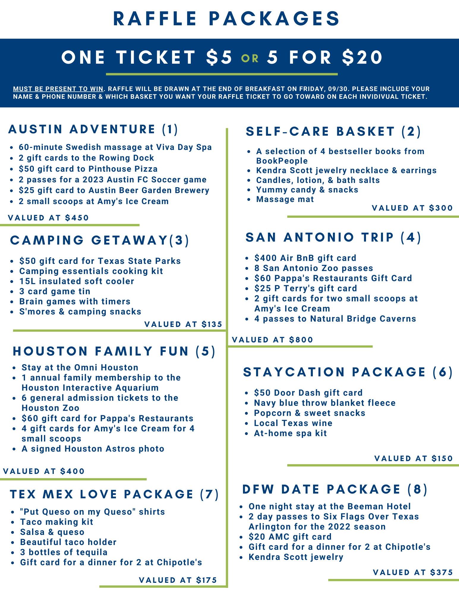 2022 Raffle Packages (2) – Texas Homeless Network